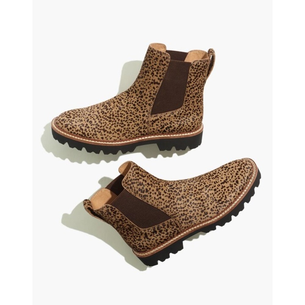 Madewell Citywalk Lugsole Chelsea Boot Calf Hair Leopard Print NA853 Womens 7